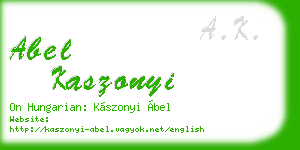 abel kaszonyi business card