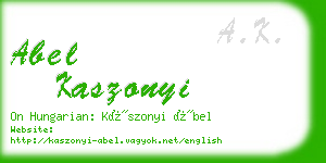 abel kaszonyi business card